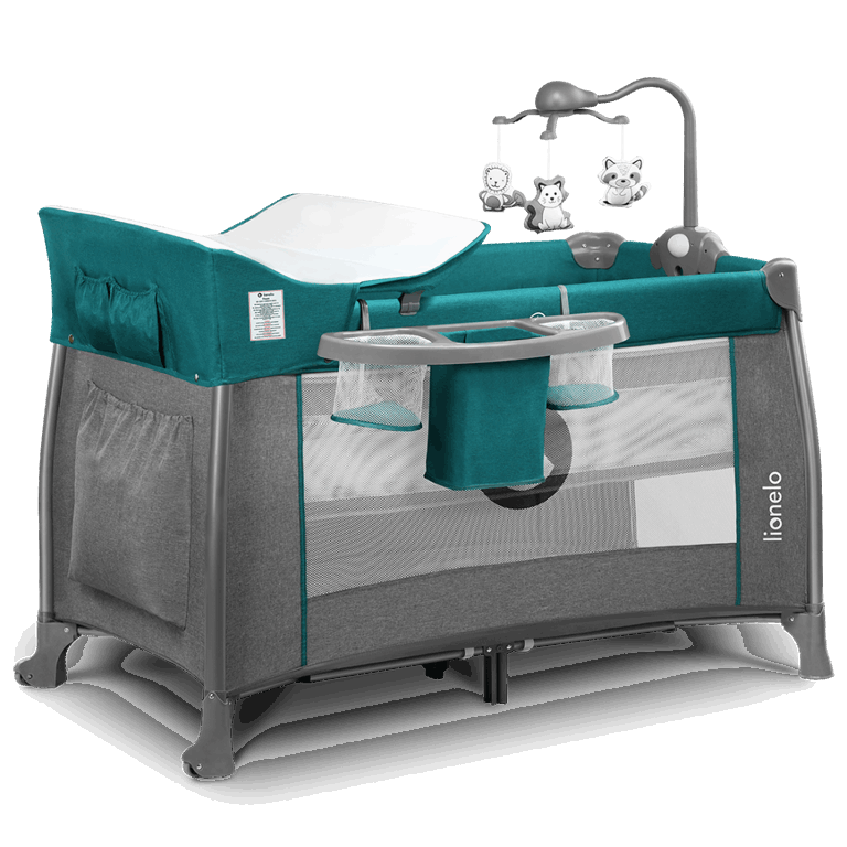 Lionelo, Thomi - Łóżeczko turystyczne-Green Turquoise