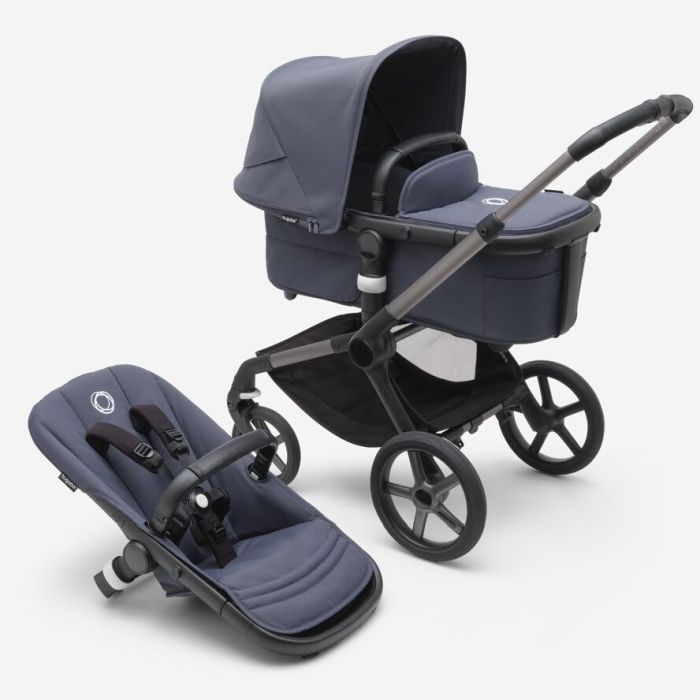 Bugaboo Fox 5 - wózek głęboko-spacerowy-Graphite-Stormy Blue-Stormy Blue