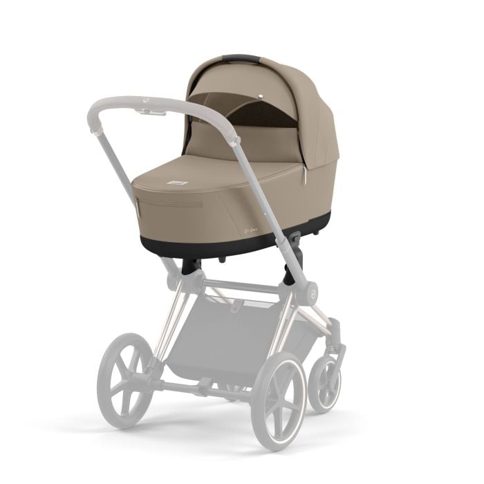 Cybex Priam 4.0 - wózek spacerowy z gondolą Lux-Cozy Beige-Chrome z brązową rączką