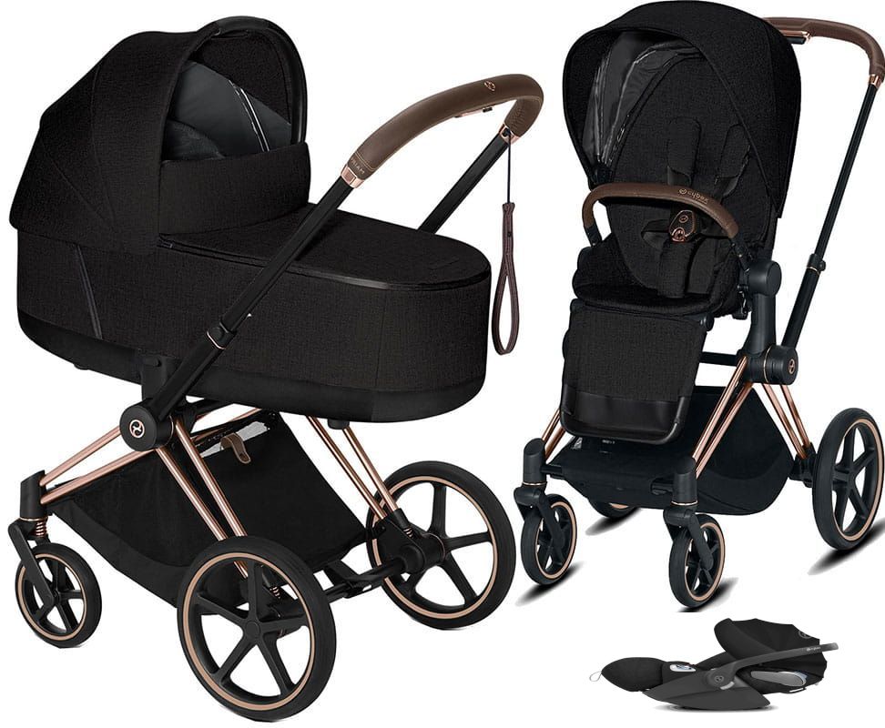Cybex, Priam 2.0 + Cloud Z i-Size + dodatkowy Seat Pack - wózek głęboko-spacerowy z fotelikiem i dodatkową tapicerką gratis!!!-Plus Stardust Black-...
