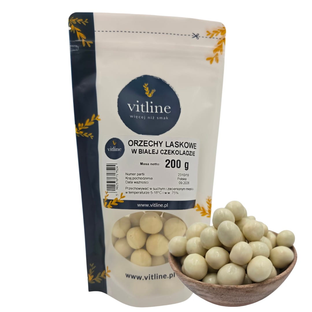 Orzechy laskowe w białej czekoladzie 200g VITLINE