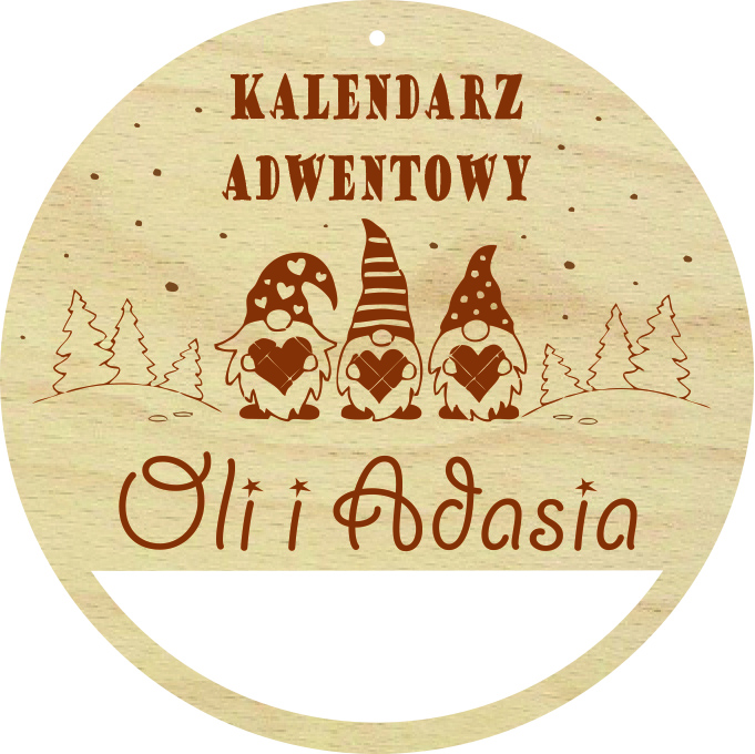 Kalendarz adwentowy tabliczka obręcz baza makrama grawer personalizacja IMIĘ zawieszka świeta Boże Narodzenie