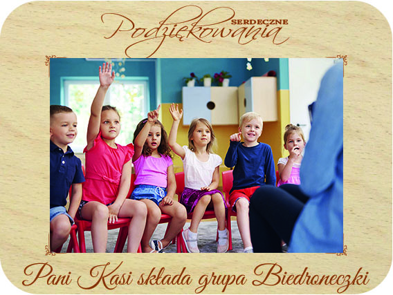 Prezent dla Nauczyciela ramka na zdjęcie, drewniana kartka z życzeniami na Dzień Nauczyciela od klasy IMIĘ grawer