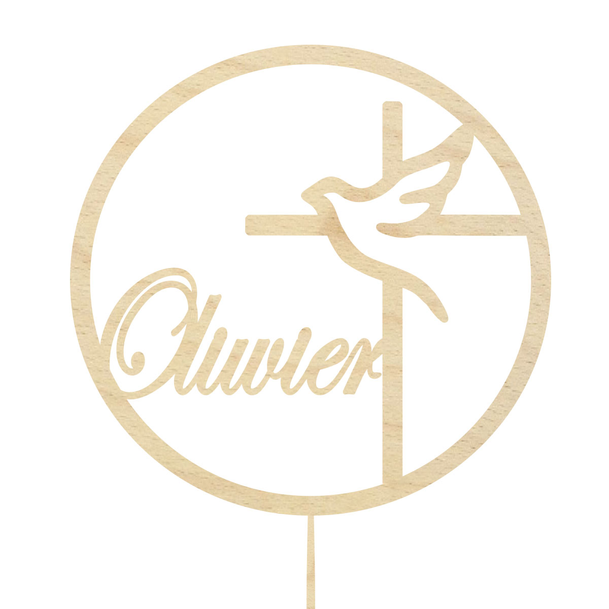 Topper dekoracja na bok tortu pik Pierwsza Komunia Święta drewno napis imię