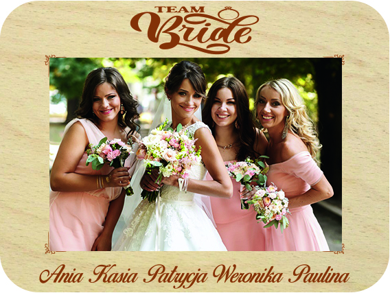 Pamiątka Ślubna prezent Wieczór Panieński podziękowanie ramka na zdjęcie, drewniana kartka z życzeniami IMIĘ grawer