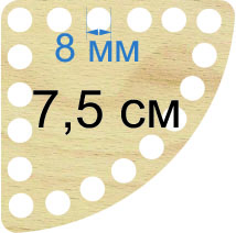 Baza dno koszyka ćwierć koła 7,5cm, 8mm
