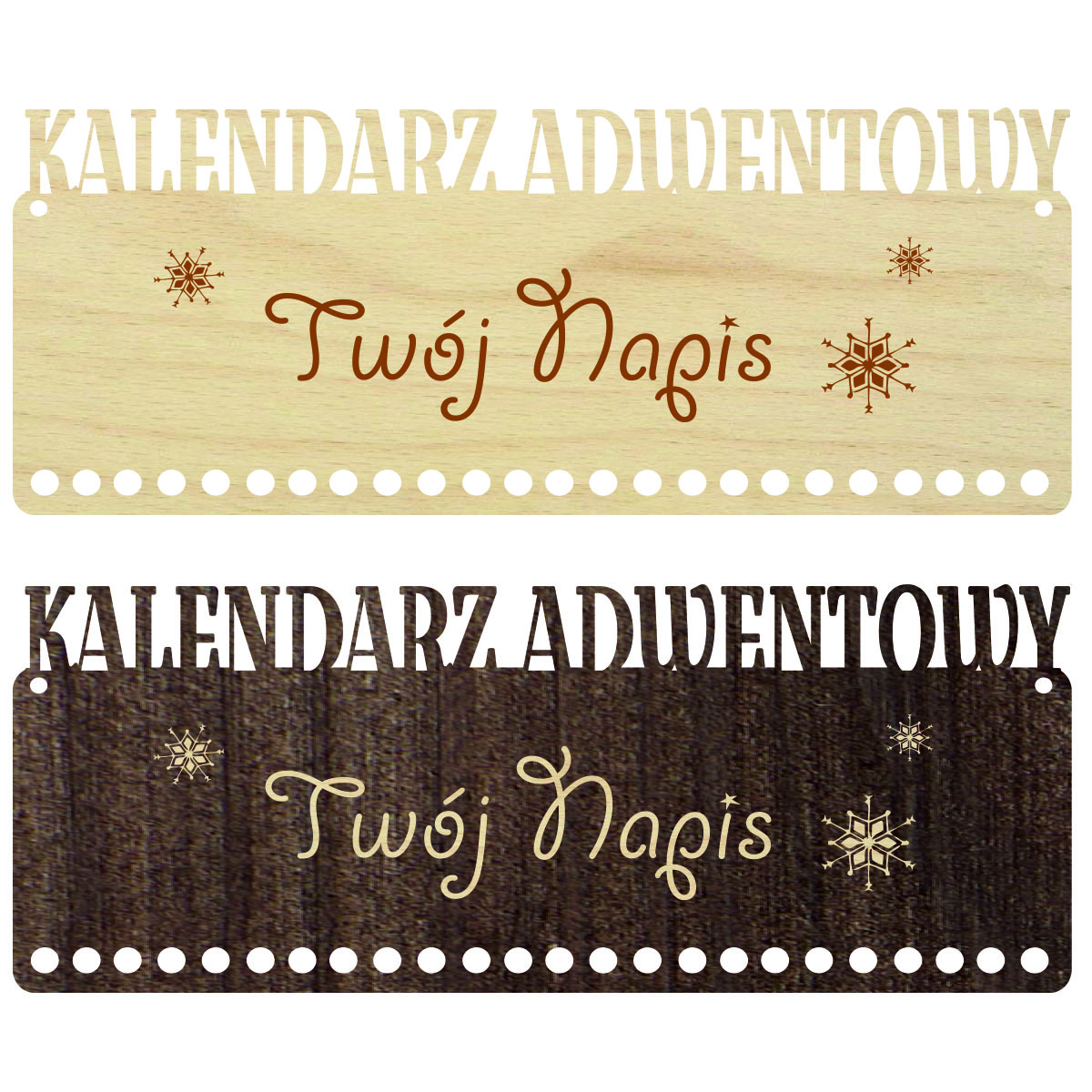 Kalendarz adwentowy drewniany tabliczka domek prezent Baza IMIĘ napis LOGO