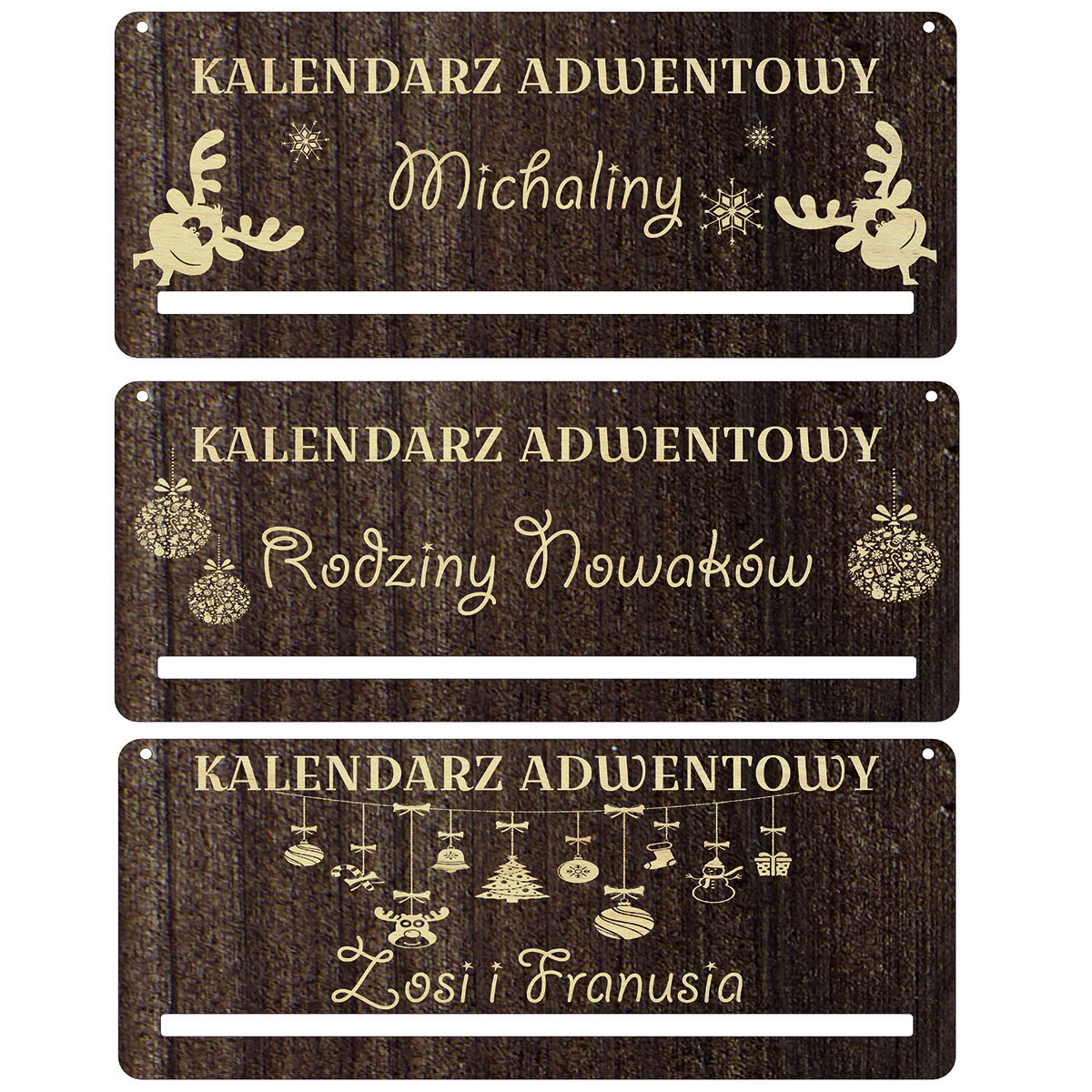 Kalendarz adwentowy drewniany tabliczka domek prezent Baza IMIĘ