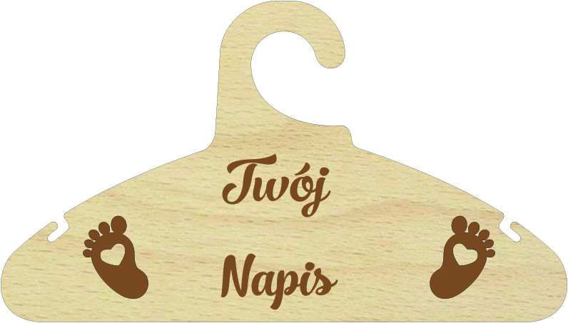 Drewniany wieszak na ubrania dzieciece, niemowlęce z Twoim napisem, Imię, grawer, personalizacja Urodziny, Chrzest, Roczek