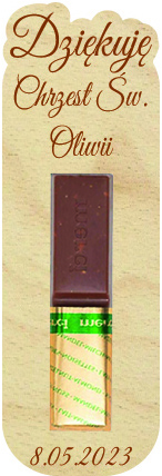 Podziękowanie dla gości MERCI czekoladki prezent z życzeniami na Komunię Roczek Urodziny Ślub Chrzest Święty IMIĘ grawer napis