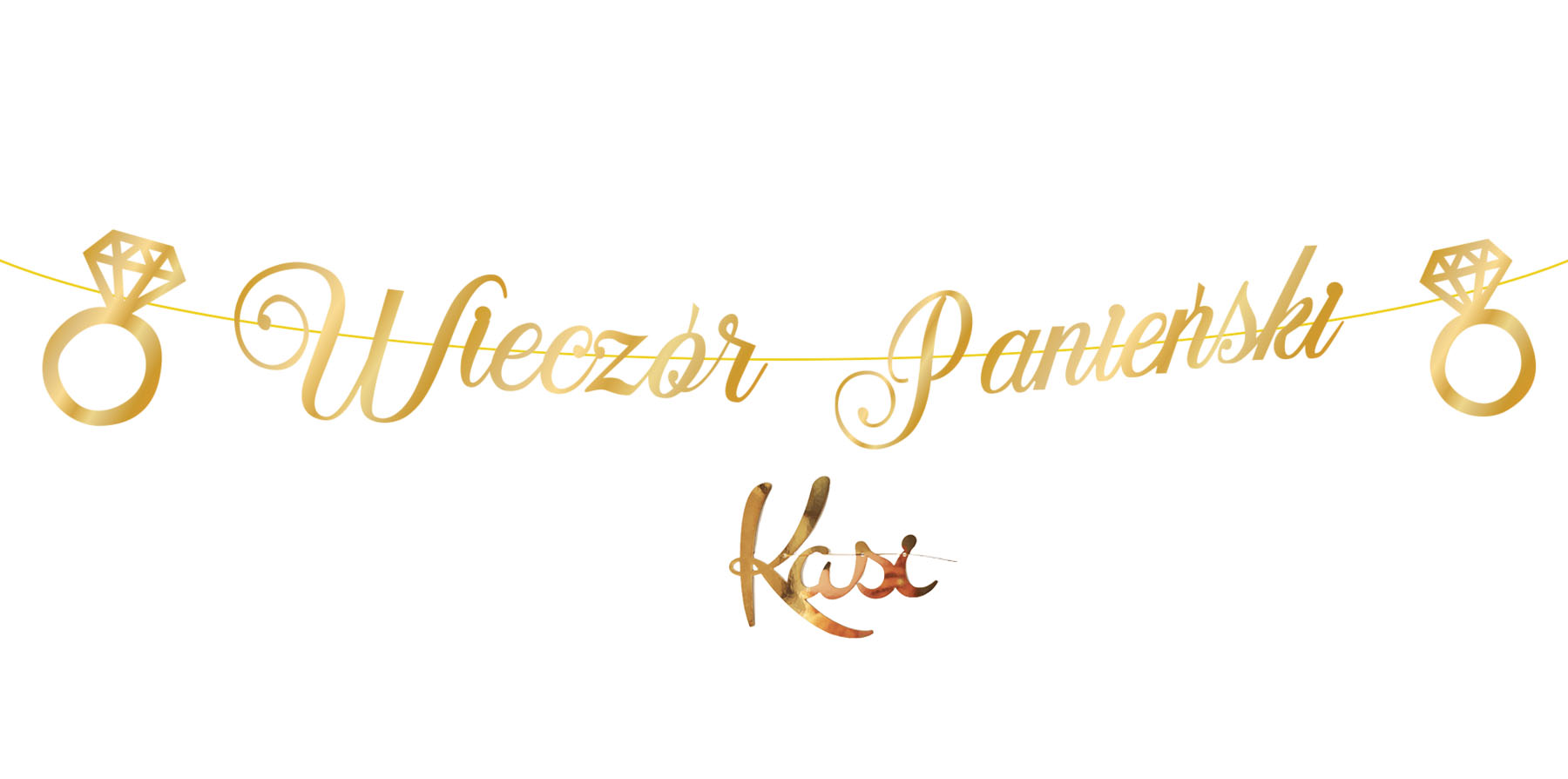 Baner /Girlanda na Wieczór Panieński z imieniem złoty napis 170 cm