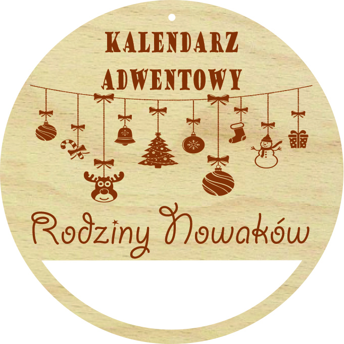 Kalendarz adwentowy tabliczka obręcz baza makrama grawer personalizacja IMIĘ zawieszka świeta Boże Narodzenie