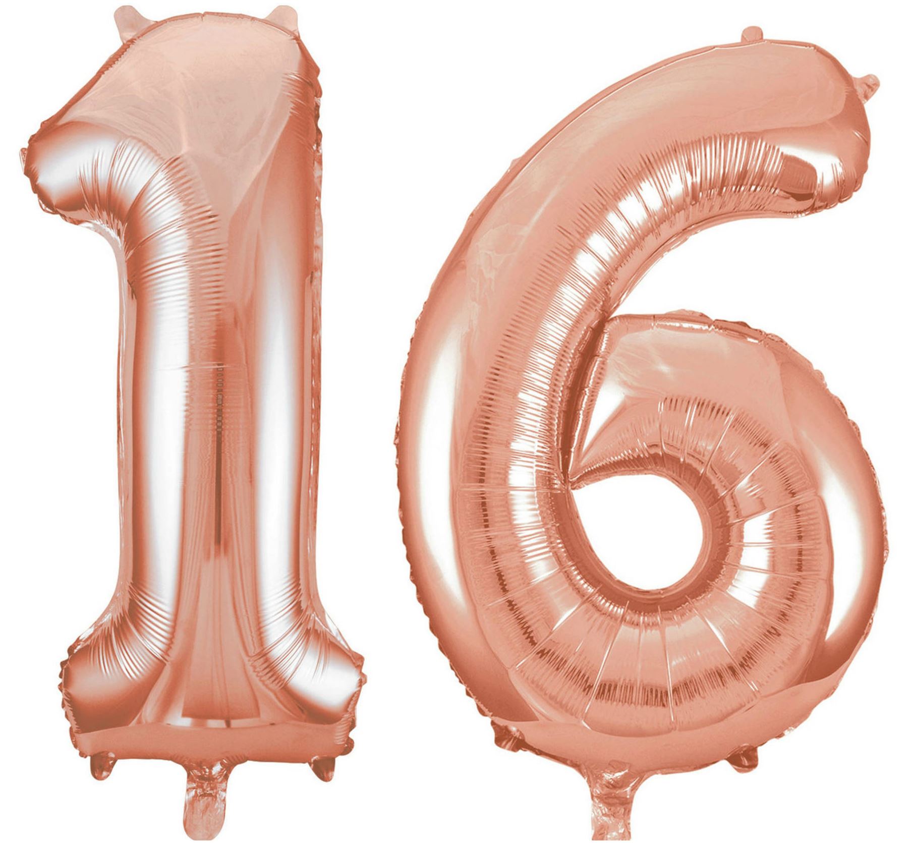Balony Foliowe Cyfra "16", 100 cm, różowe złoto