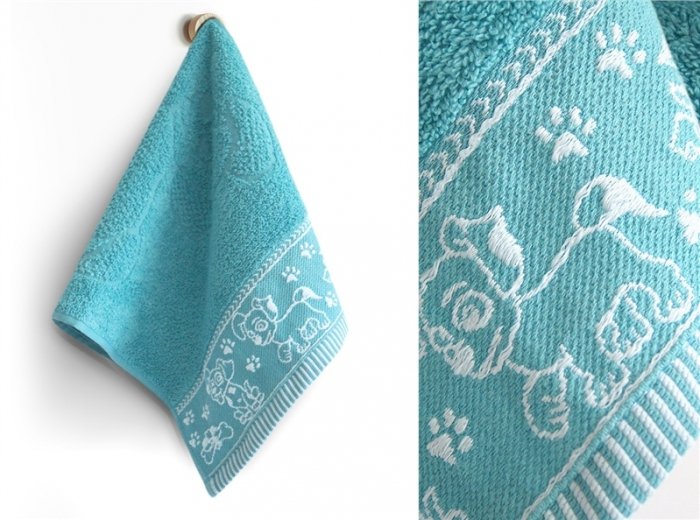 Ręcznik KIDS 30x50 wzór pieski w akcji aqua