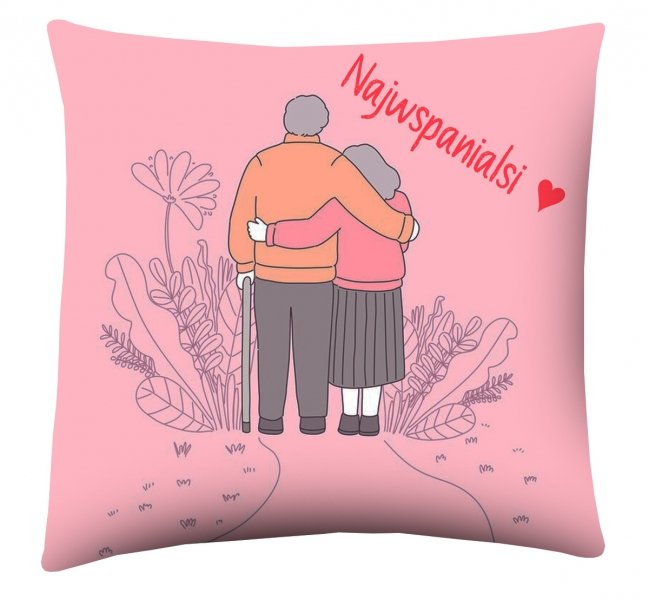 Poduszka z nadrukiem dwustronnym na Dzień Babci i Dziadka 40x40 wz. Najwspanialsi