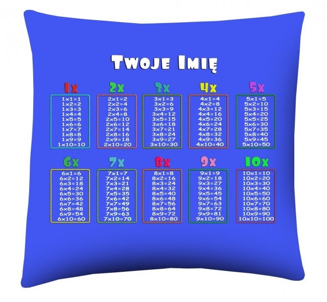 Poduszka matematyczna z Twoim imieniem oraz kolorowym tłem 40x40