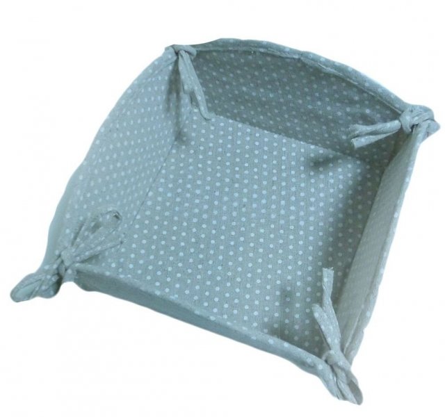 Koszyk wiązany na pieczywo KOŁO - Len i kropki