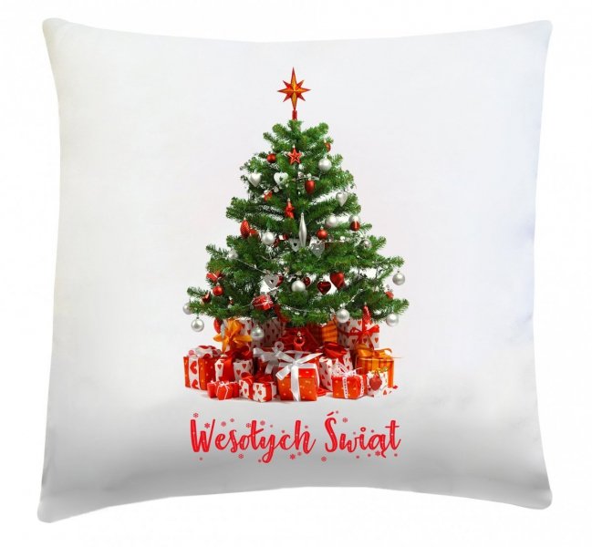 Poduszka świąteczna 40x40 wz. Choinka z prezentami 2