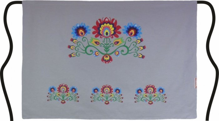 Fartuch Zapaska Ludowa - Łowickie wzory 55x80 wz. 020 szary II
