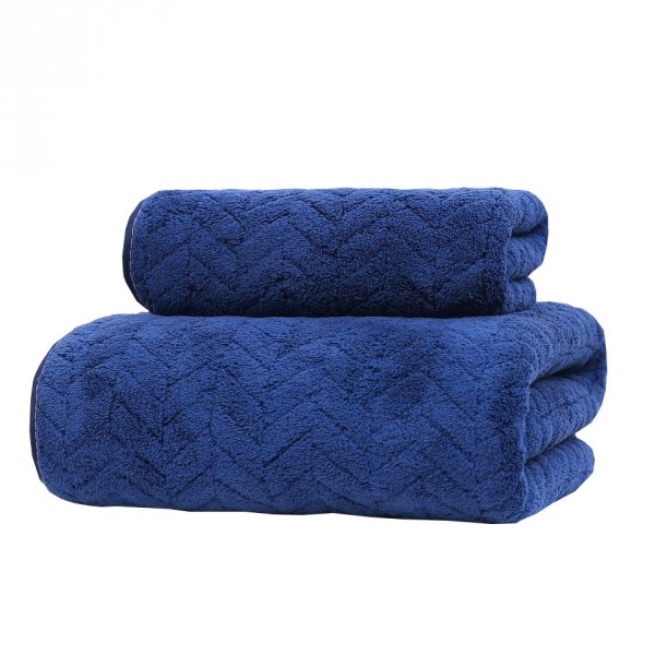 Komplet ręczników z mikrofibry 70x140 i 35x75 wz. PJ-M6 granatowy