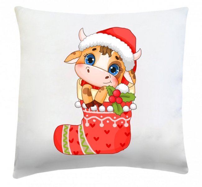 Poduszka świąteczna 40x40 wz. Świąteczna krówka 2