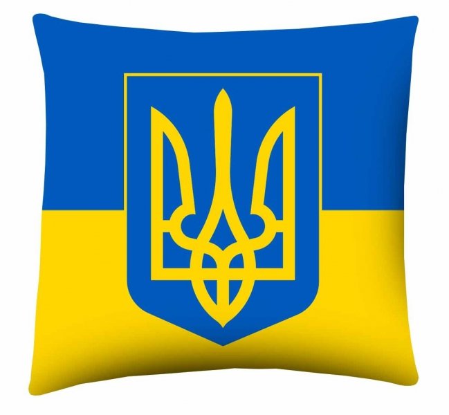 Poduszka z nadrukiem dwustronnym 40x40 Flaga Ukrainy z herbem