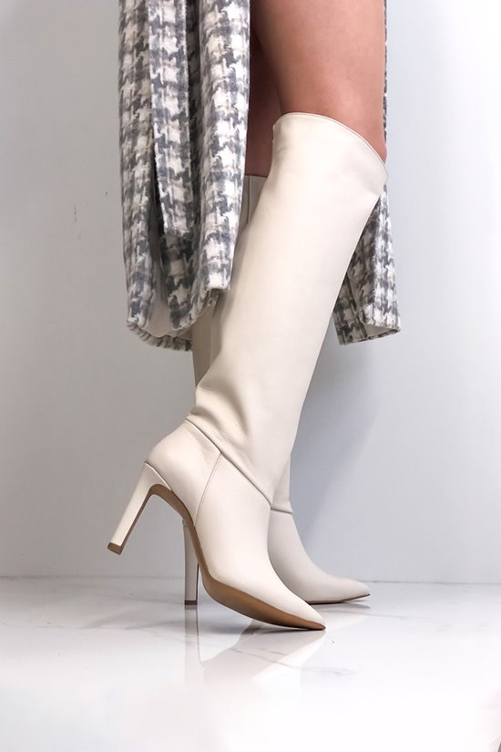 Kozaki damskie 358/100 Beż lico