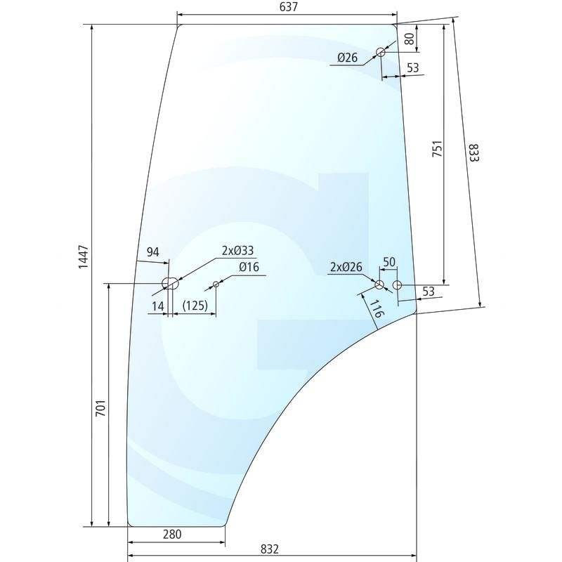 Szyba drzwi lewa Massey Ferguson 3600 VA206265