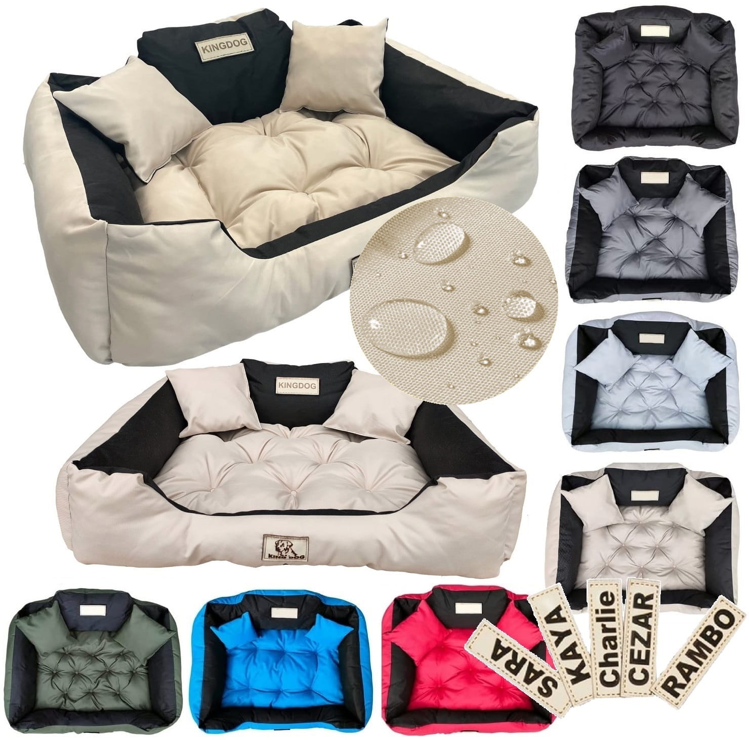 Legowisko dla psa kojec KINGDOG 145x115 cm personalizowane wodoodporne beżowe