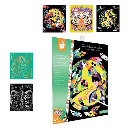 Janod Zestaw Do zdrapywania Zwierzęta świata 5+