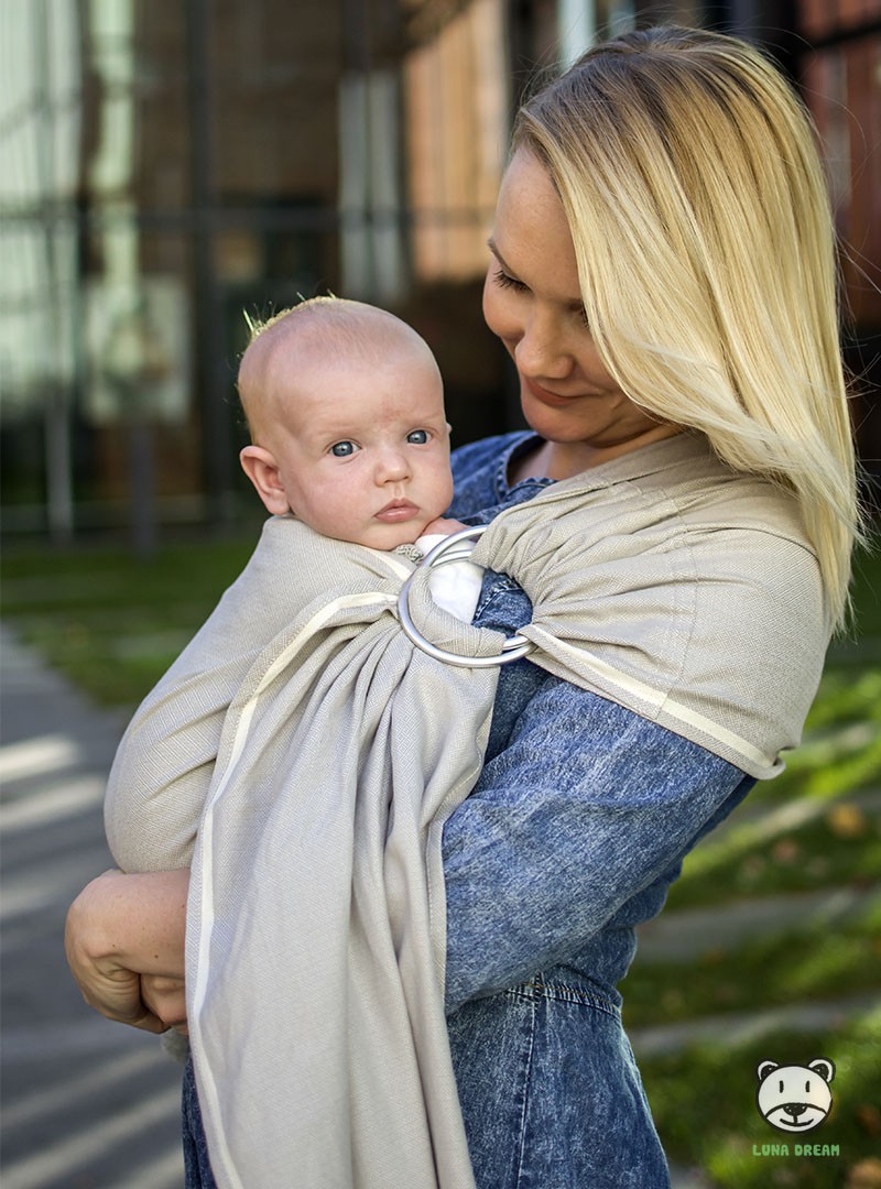 Chusta do noszenia dzieci ADAMANT RING (naturalna bawełna) - 60% bawełna 20% len 20 bambus, rozmiar: 2,1 m, splot diamentowy