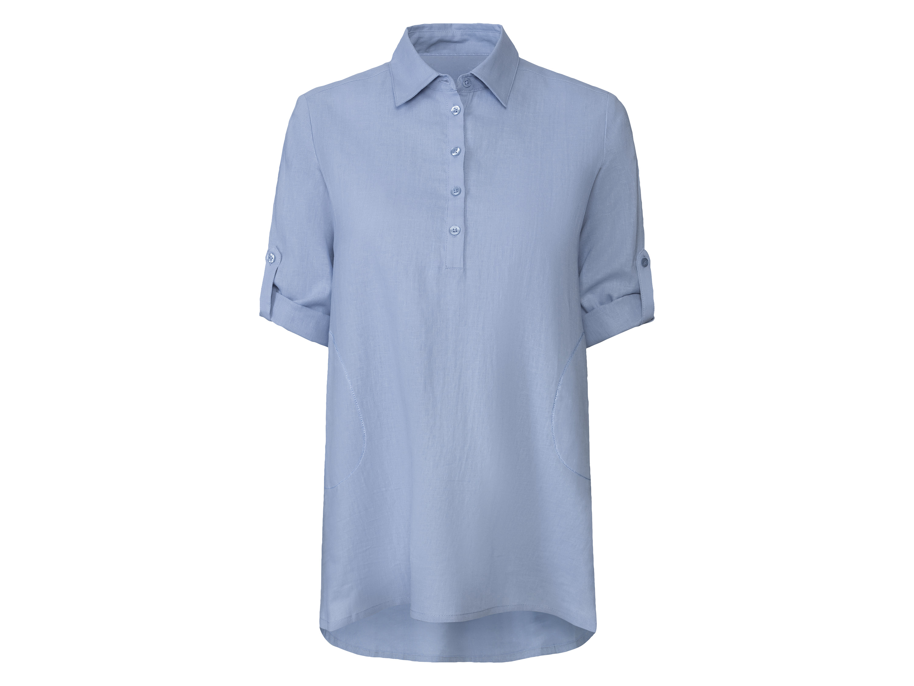 esmara Sukienka damska z lnem i podwijanymi rękawami 42, Niebieski