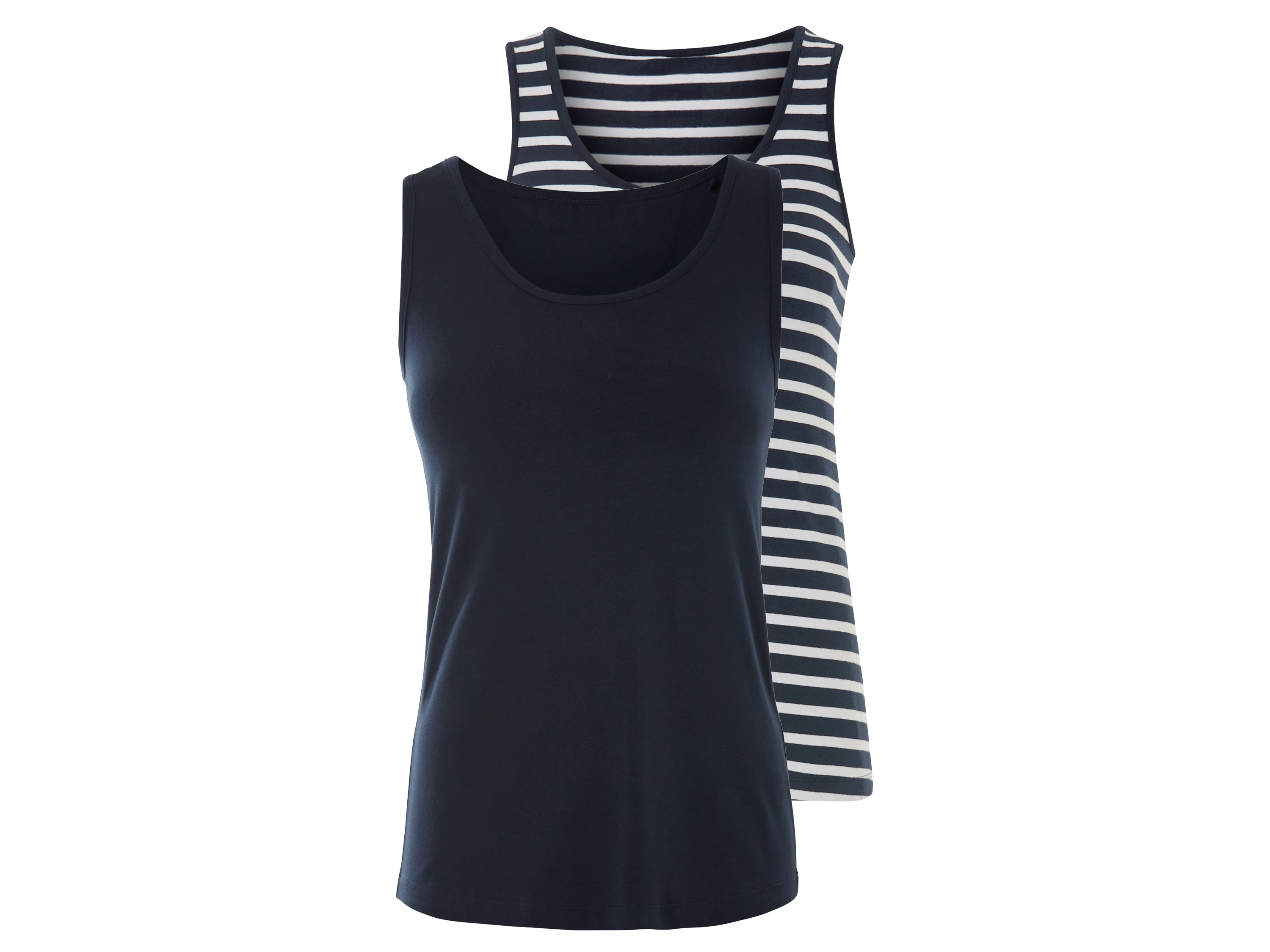 esmara Topy damskie z biobawełną, 2 sztuki Granatowy, XS 32/34