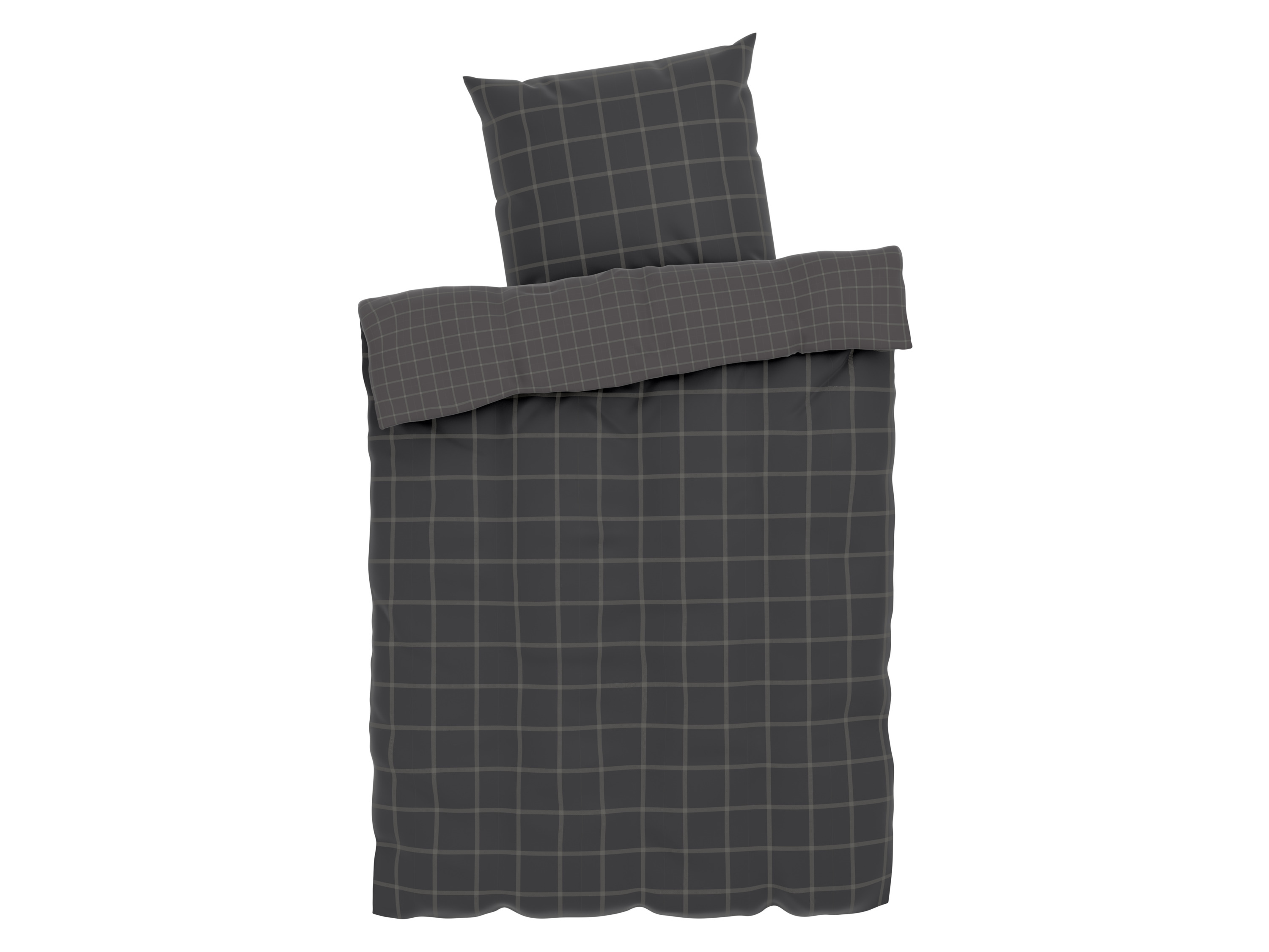 Livarno home Pościel dwustronna z mikrowłókna satynowego, 140 x 200 cm Szary/ w kratkę