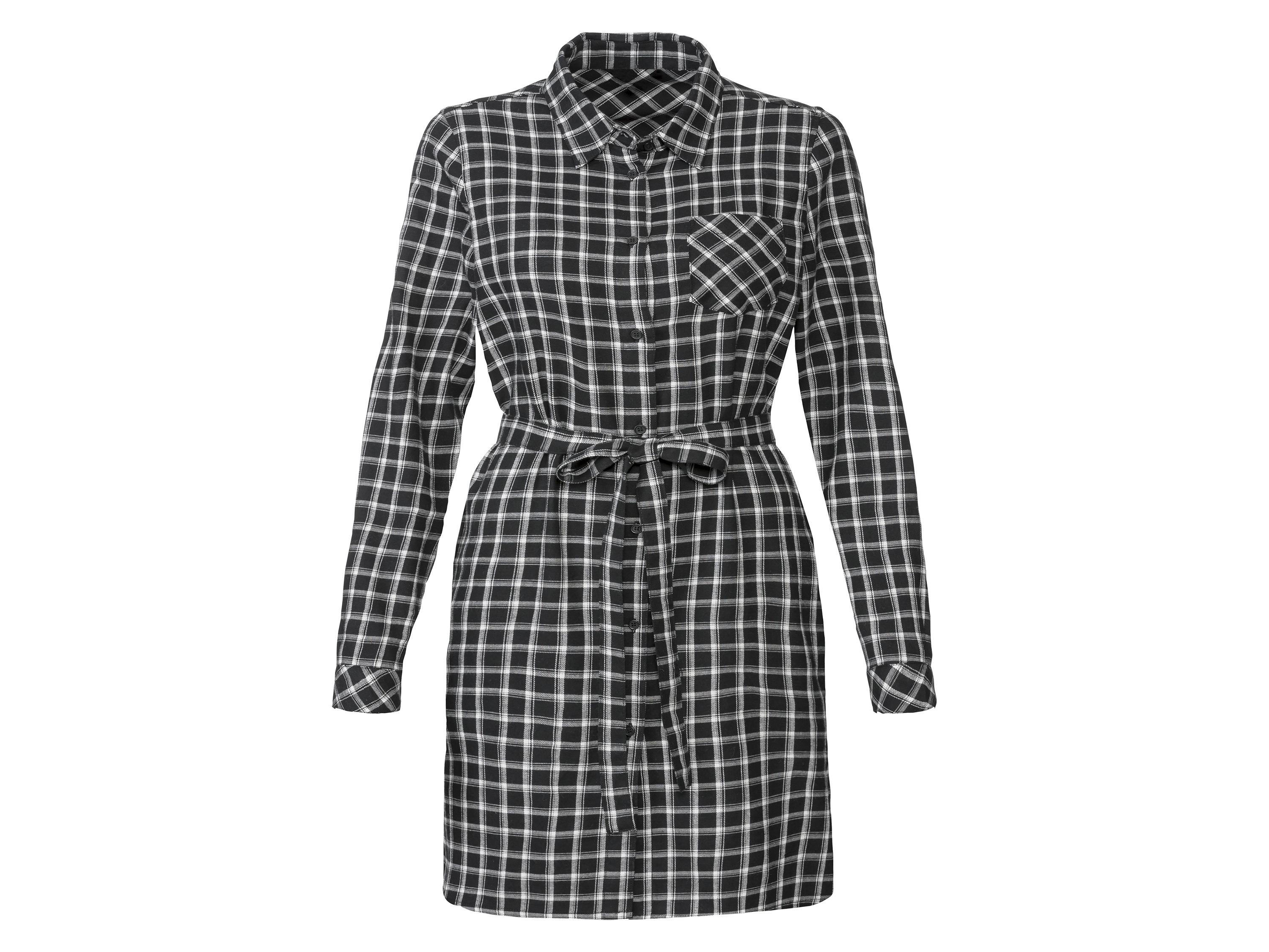 esmara Sukienka koszulowa damska z flaneli 38, Kratka/czarny/biały