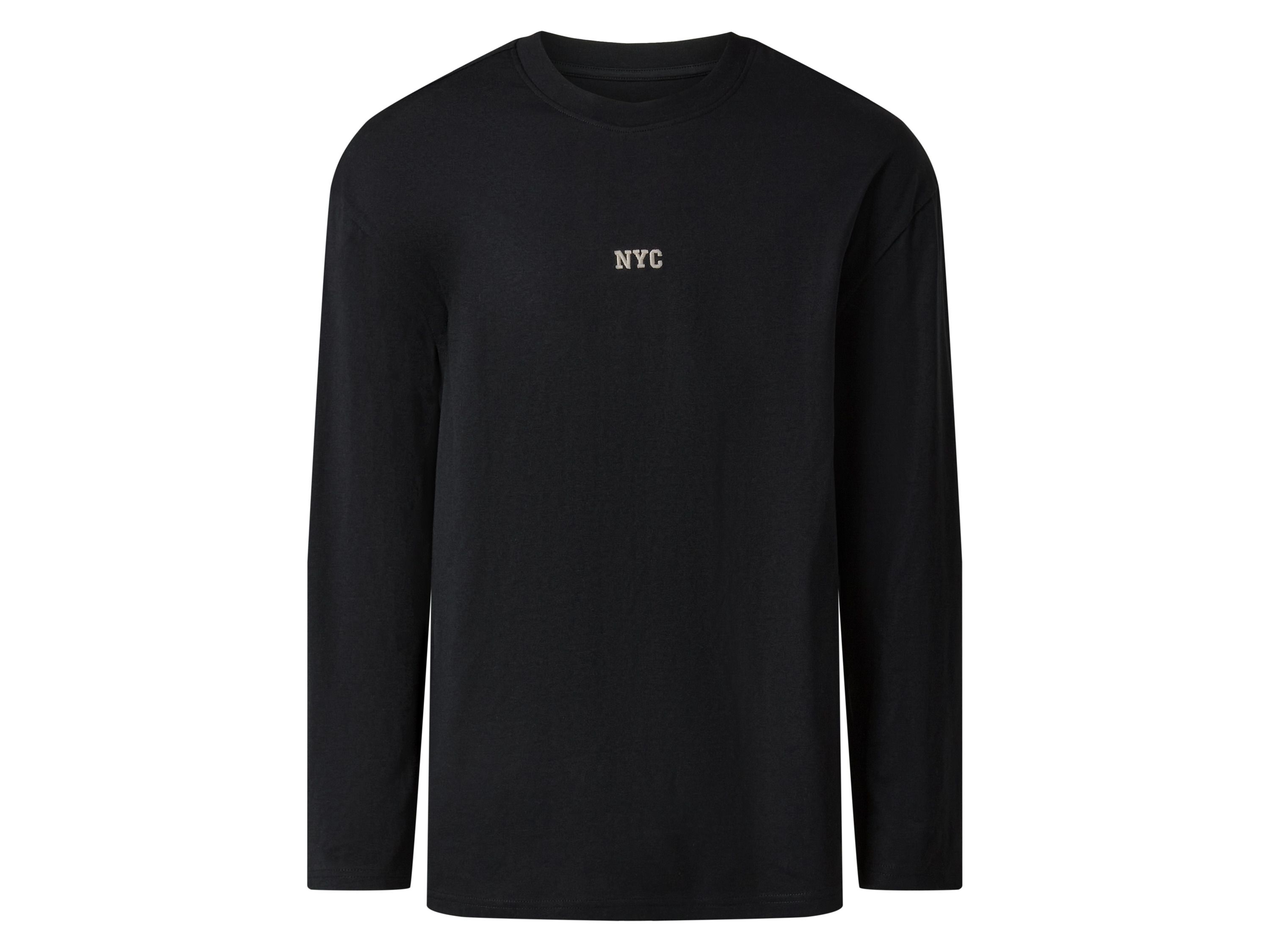 esmara Men Koszulka męska z bawełny, z długim rękawem Czarny, M 48/50