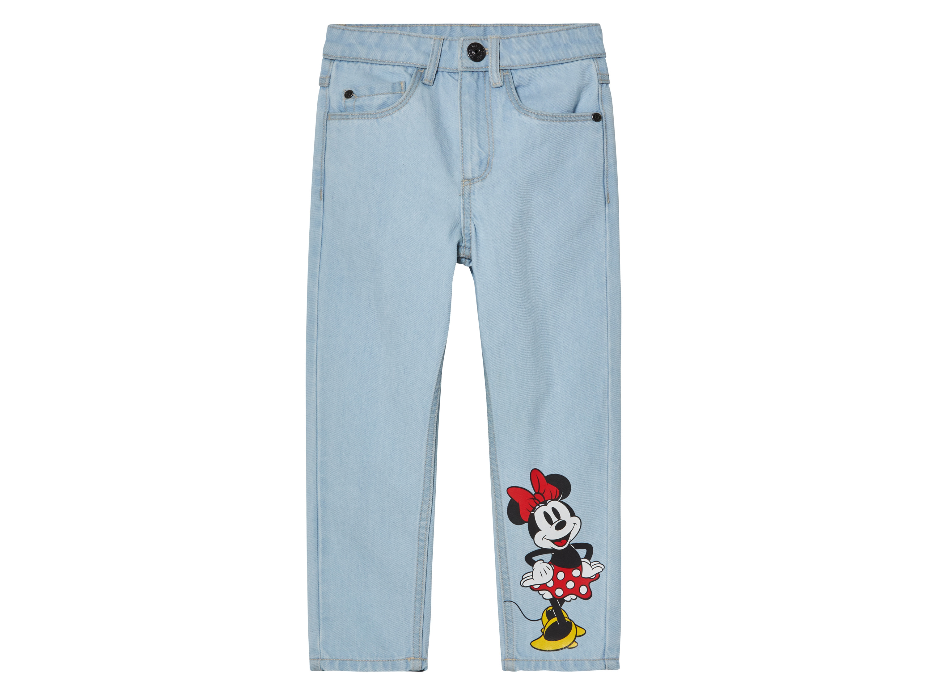 Jeansy dziecięce relaxed fit z bawełny Myszka Minnie, 98/104