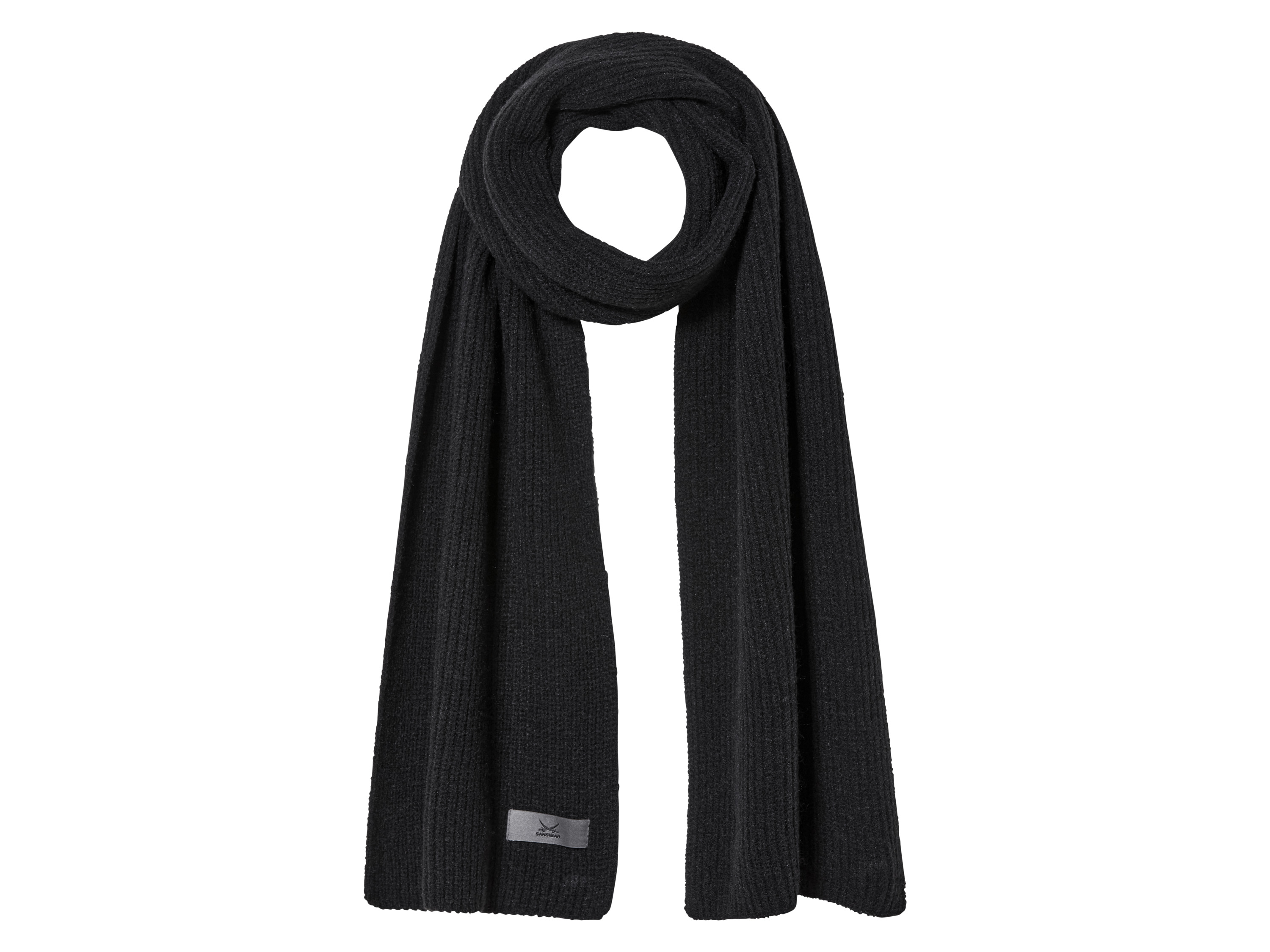 Sansibar Czapka lub szalik damski, z modną naszywką Szalik, Czarny