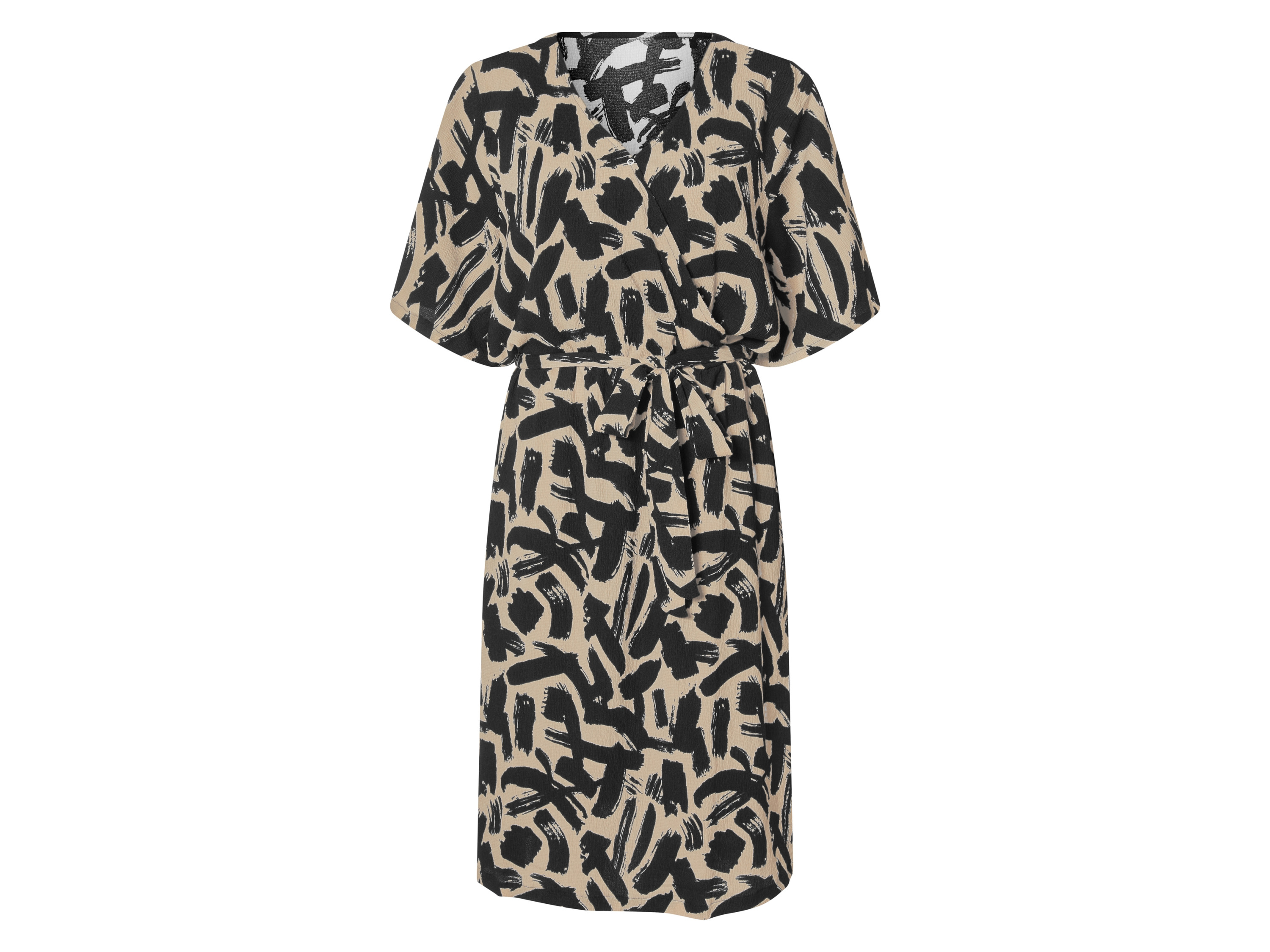 esmara Sukienka damska Plus Size XXL ze strukturą krepy beżowy/wzorzysty, XXL 52/54