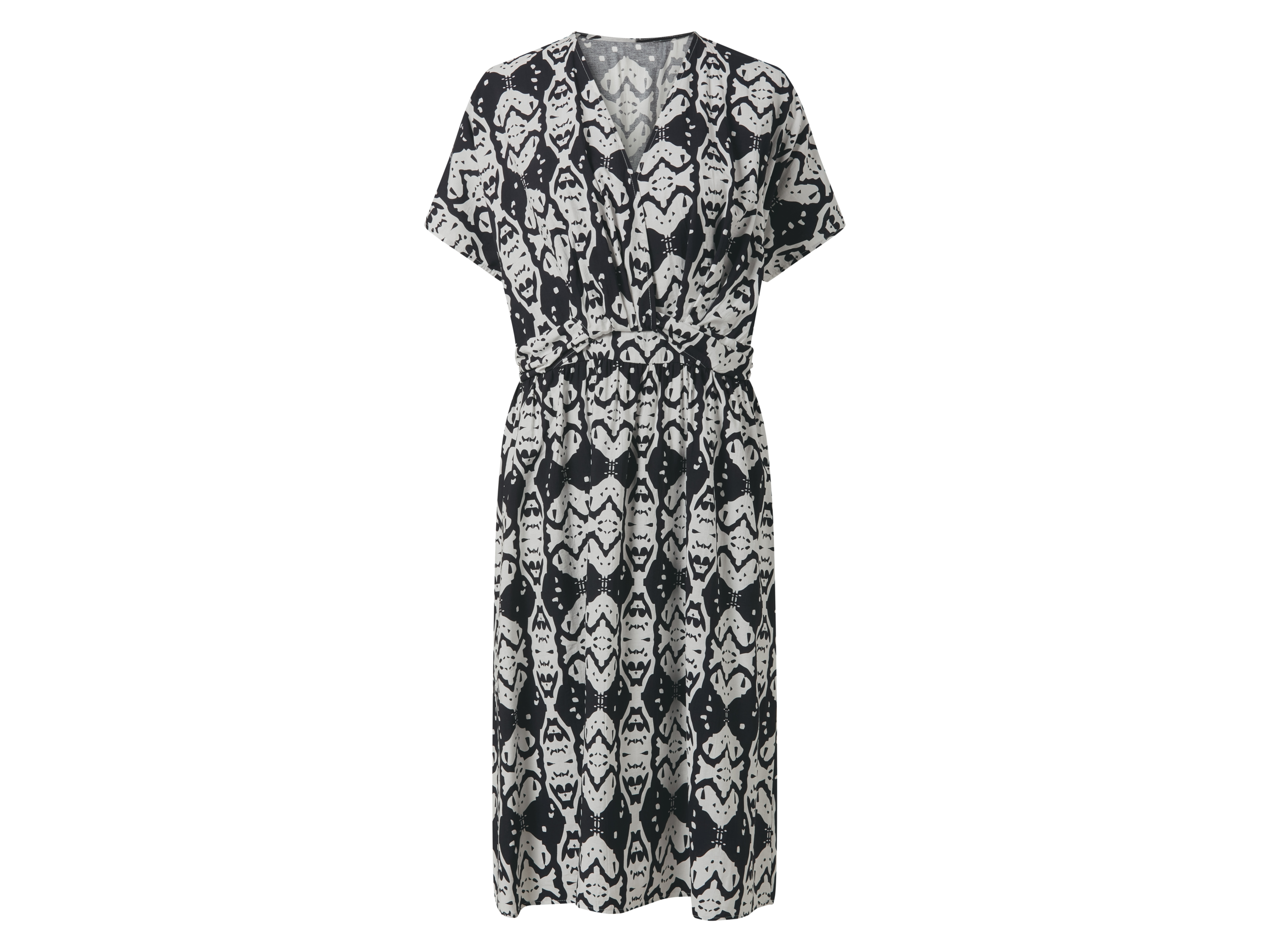 esmara Sukienka kopertowa midi z wiskozą Czarny / biały, 42