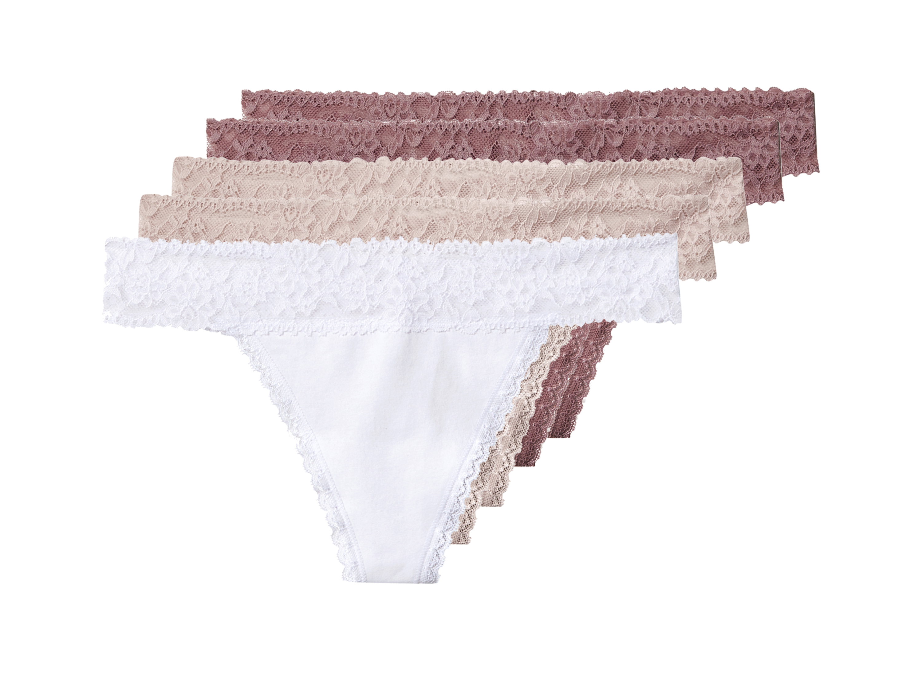 esmara Majtki stringi damskie z bawełną, 5 par Różowy/ biały, L44/46