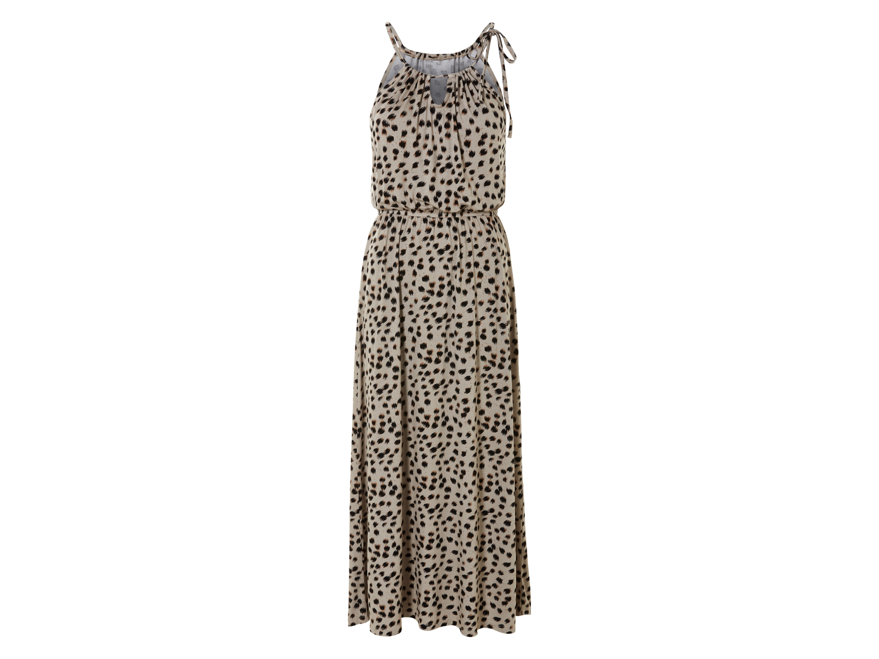 esmara Sukienka maxi damska z wiskozą Beżowy/czarny, XS 32/34