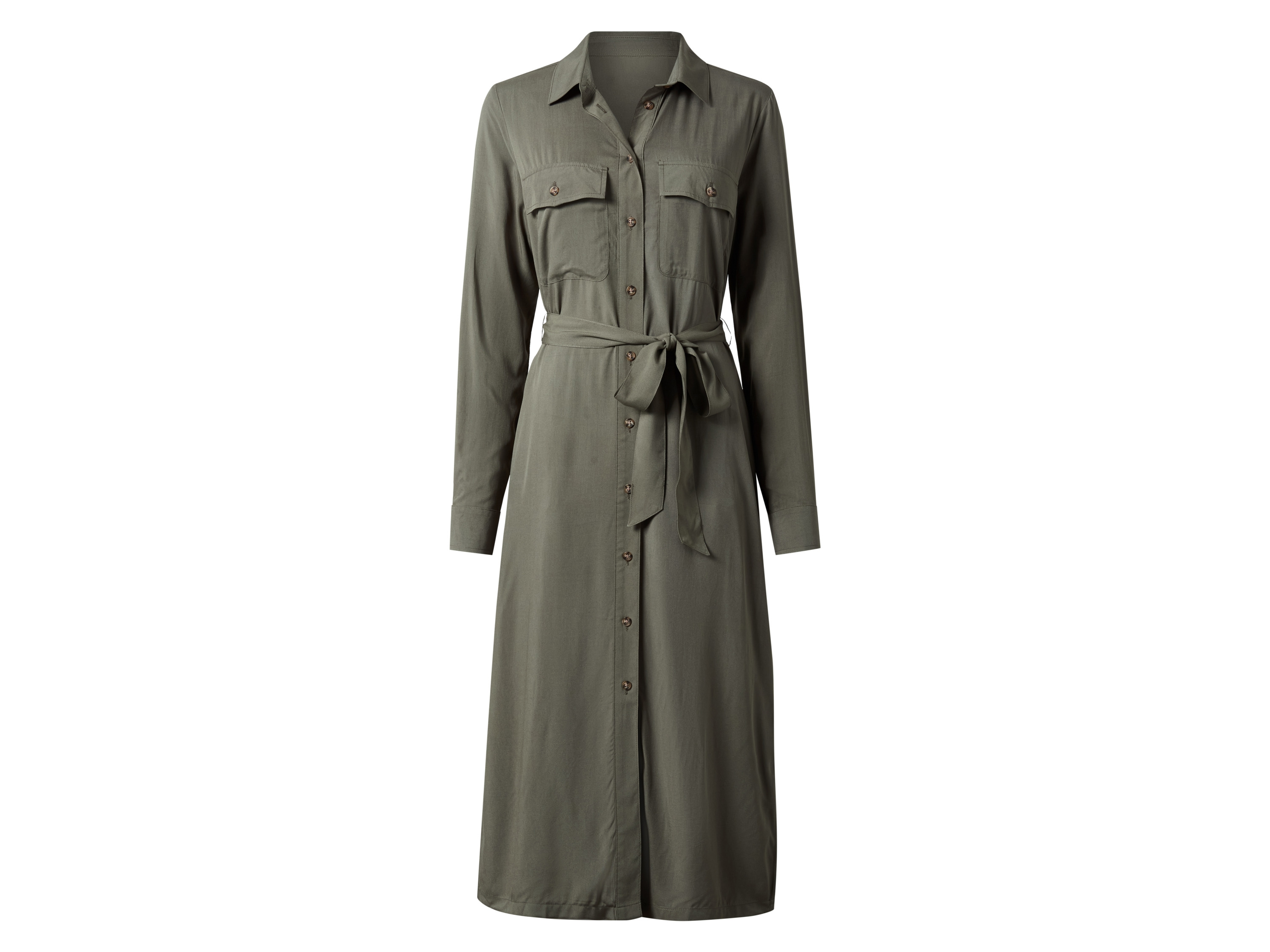 esmara Sukienka koszulowa damska z wiskozy Khaki, 38