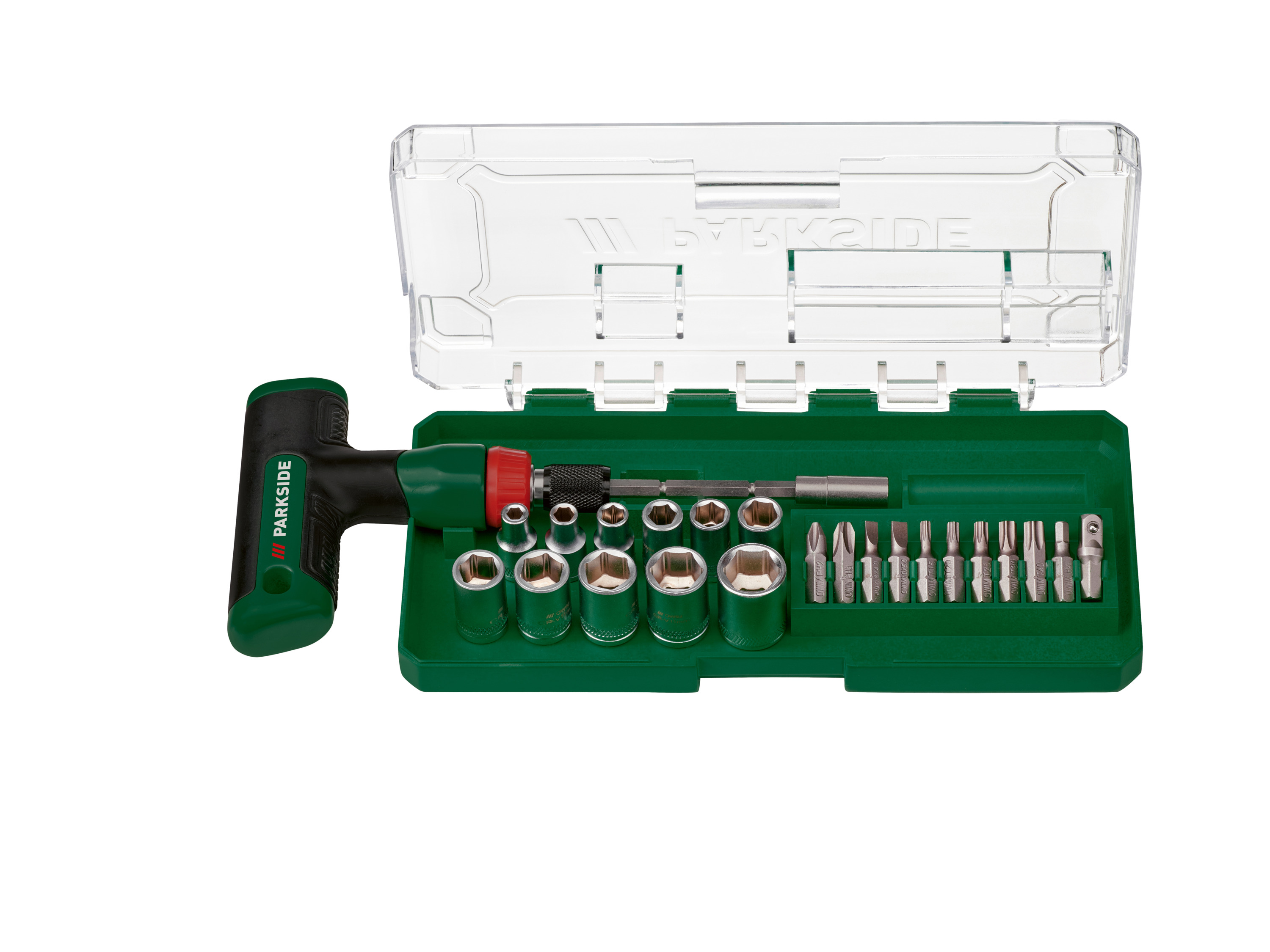 Parkside Zestaw śrubokrętów, 23 lub 24 elementy Grzechotki z uchwytem T