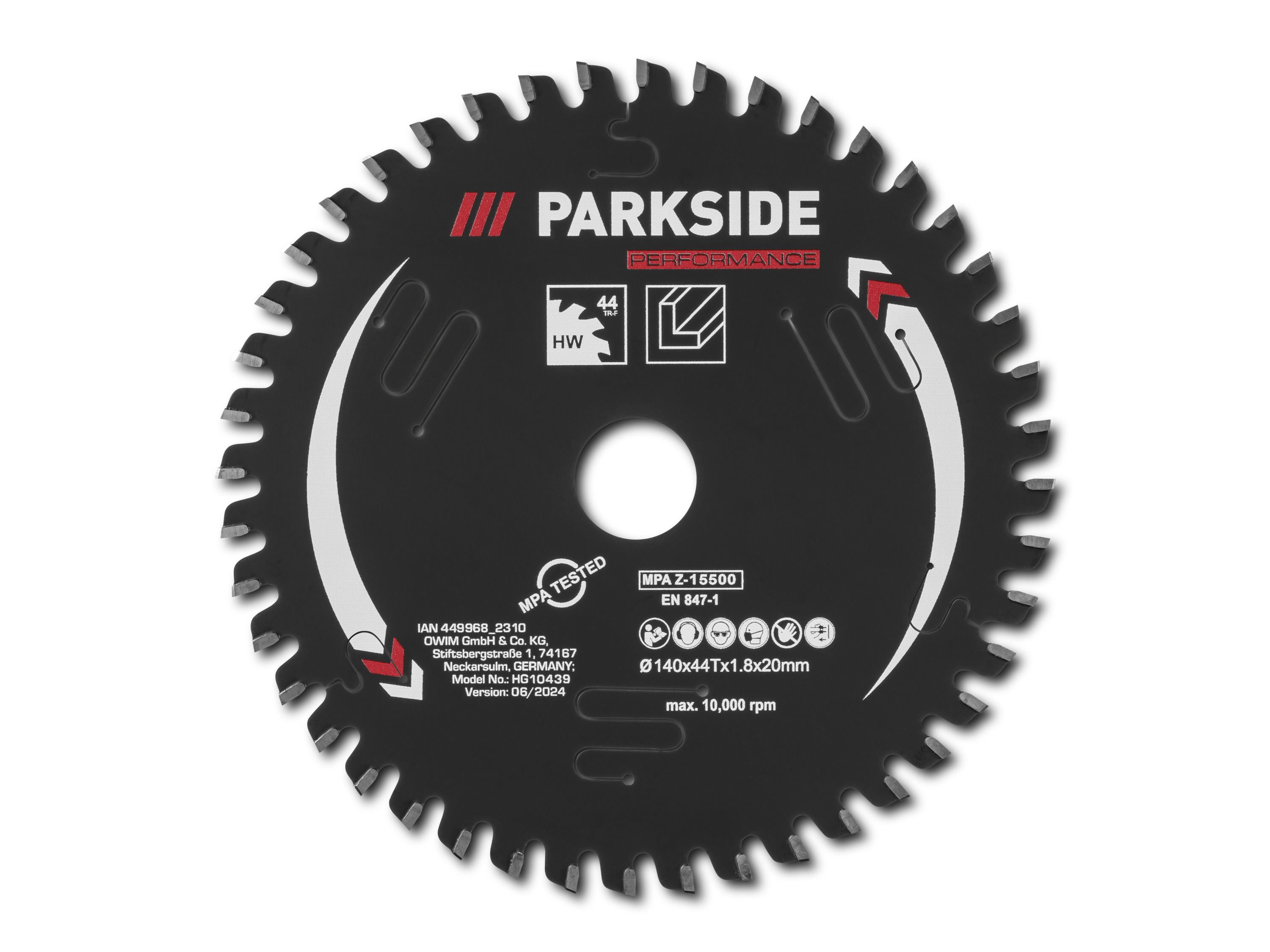 Parkside Performance Brzeszczoty do piły tarczowej, Ø 140 mm 44-zębowa do aluminium