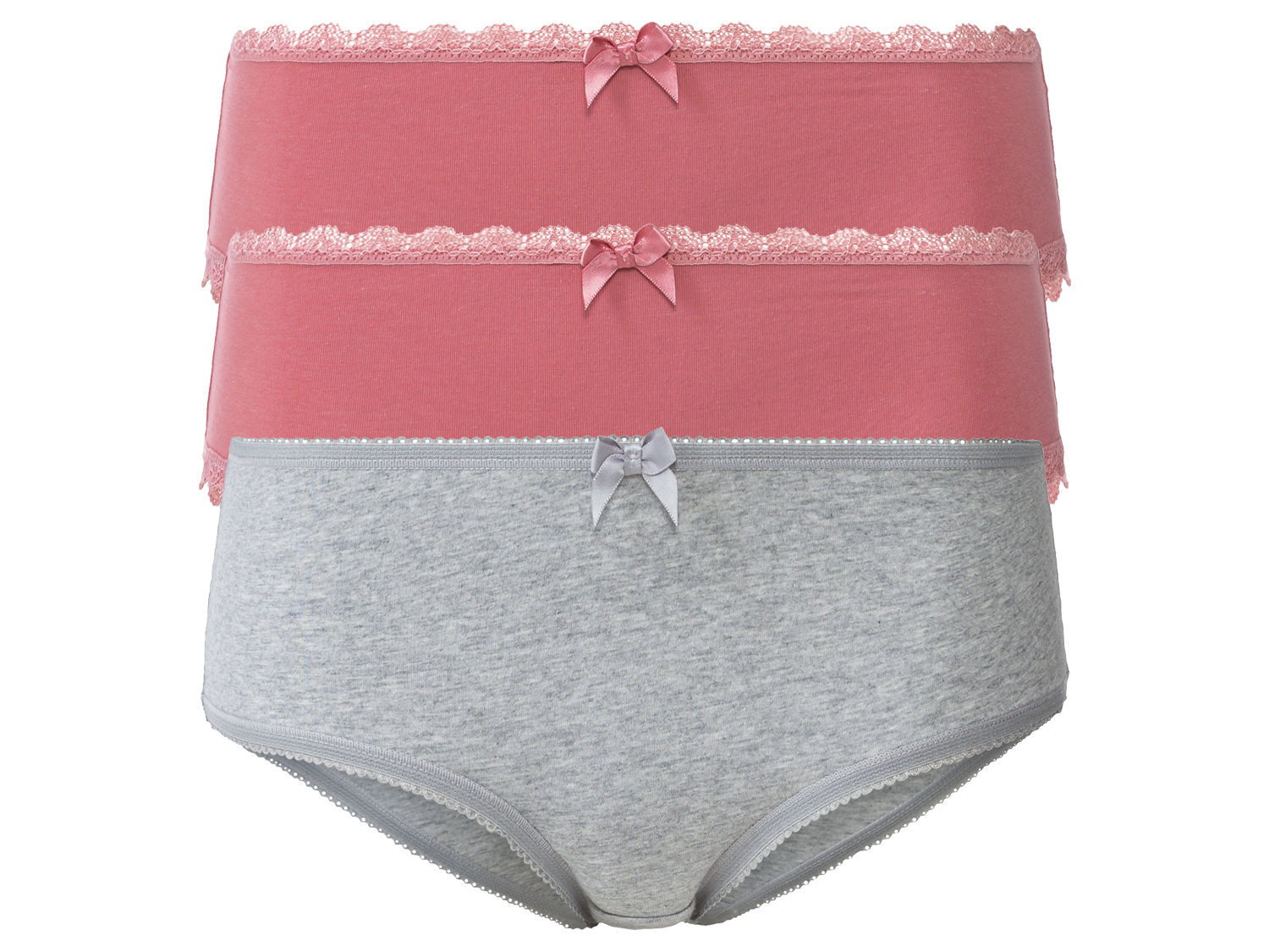 esmara Hipstery damskie z biobawełną, 3 pary Szary/różowy, XS 32/34