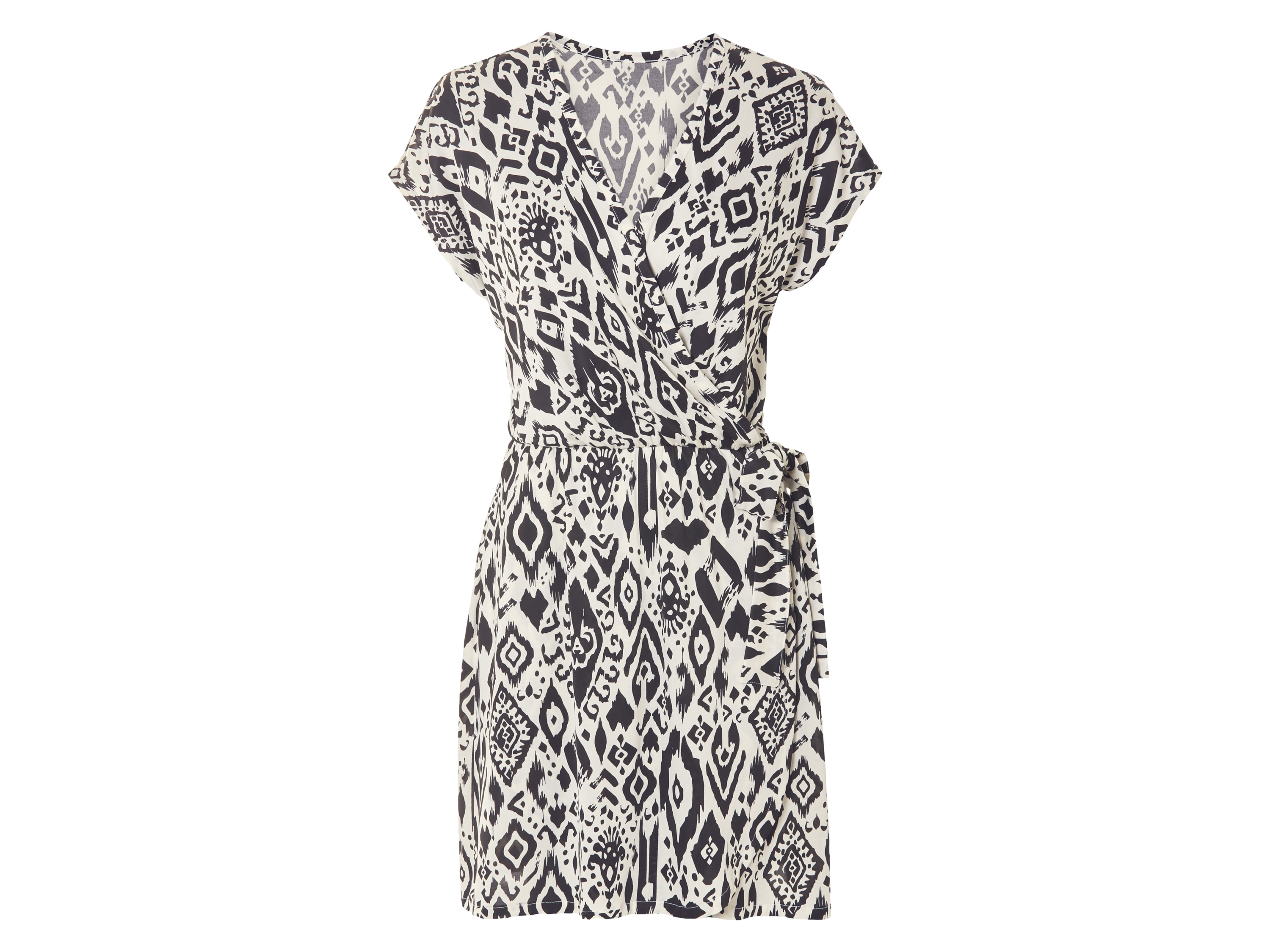 esmara Sukienka damska z kopertowym dekoltem Wzór/ kremowy, M40/42