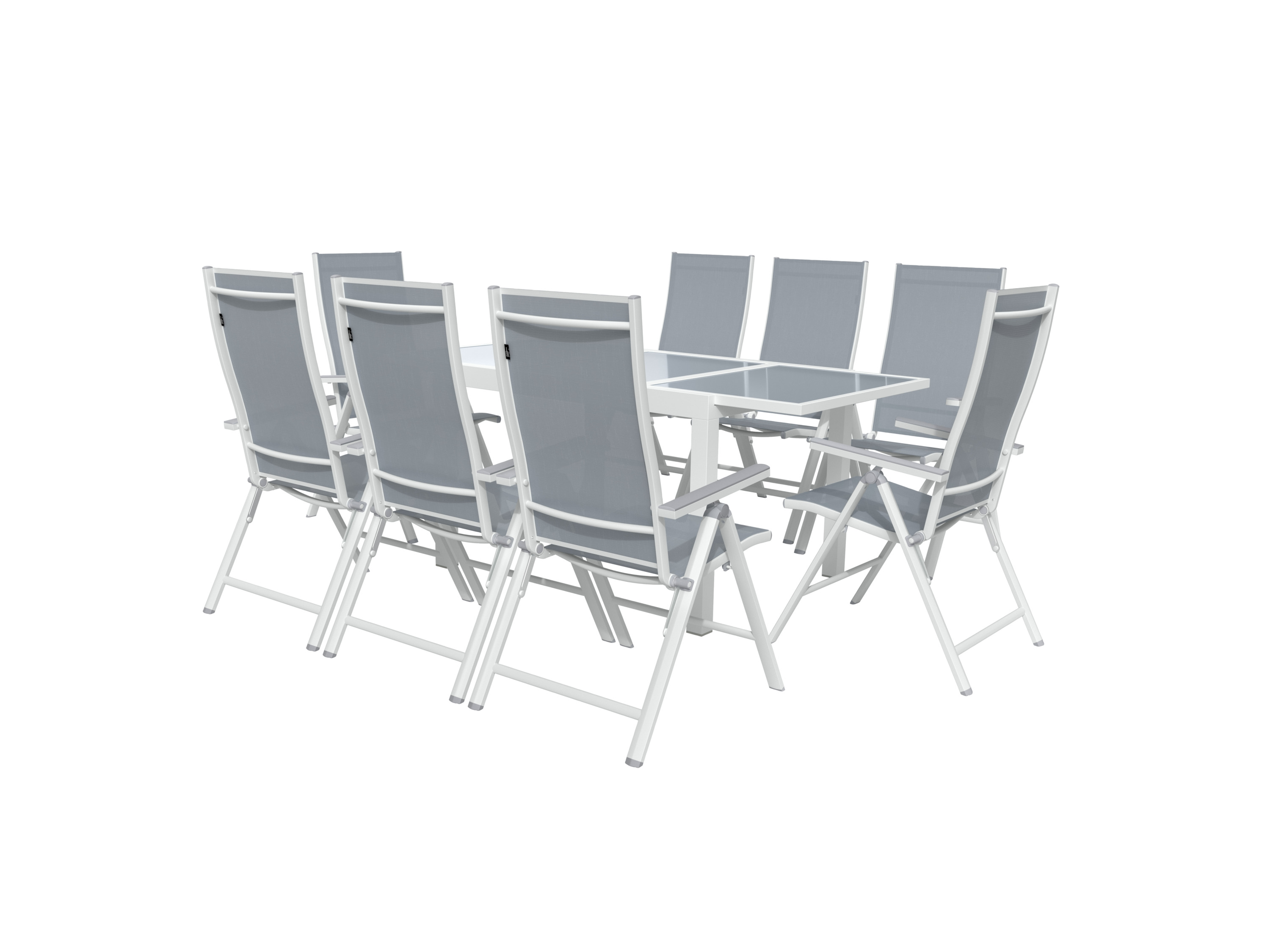 Livarno home Zestaw aluminiowych mebli ogrodowych Houston, stół rozkładany i 8 foteli