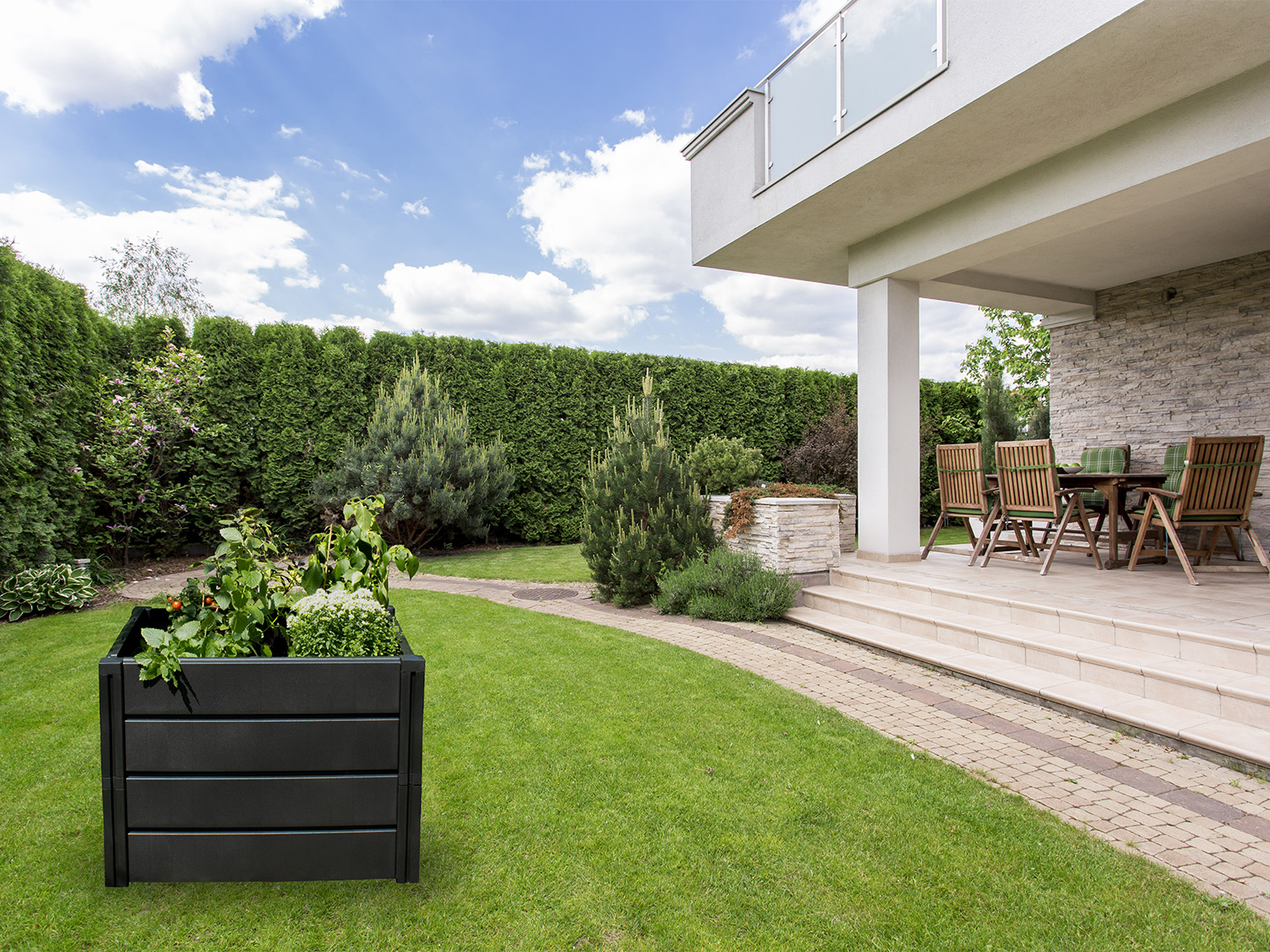 KHW Grządka podwyższona „Demeter” z tworzywa sztucznego, antracyt 336 l, M