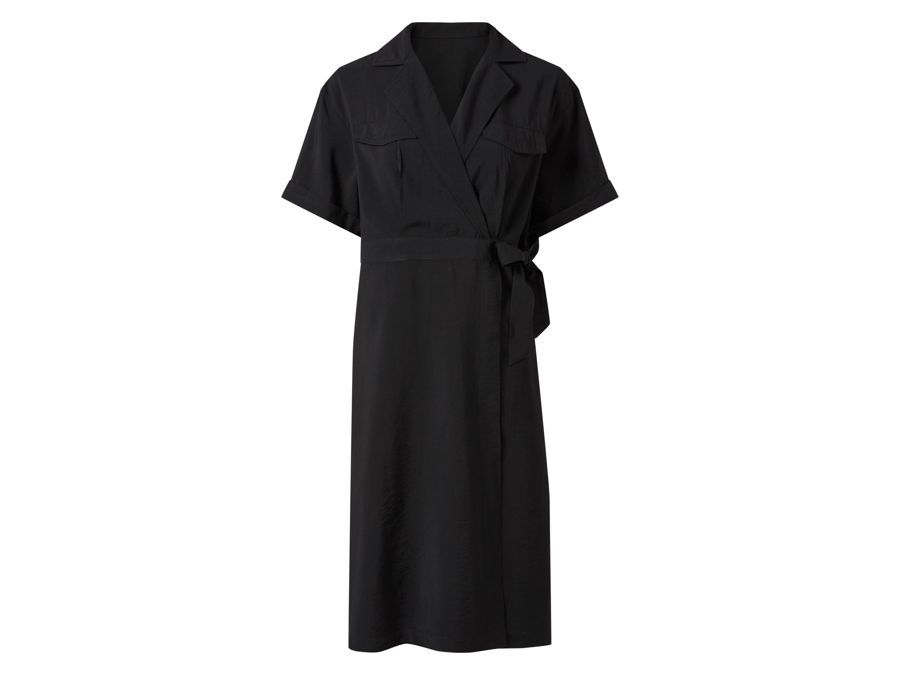 esmara Sukienka damska kopertowa z wiązaniem Czarny, 34